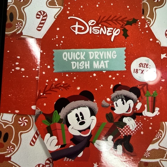 New Christmas Disney Mickey and Minnie Mouse Gingerbread  Quick Dry Dish Mat - Picture 4 of 5